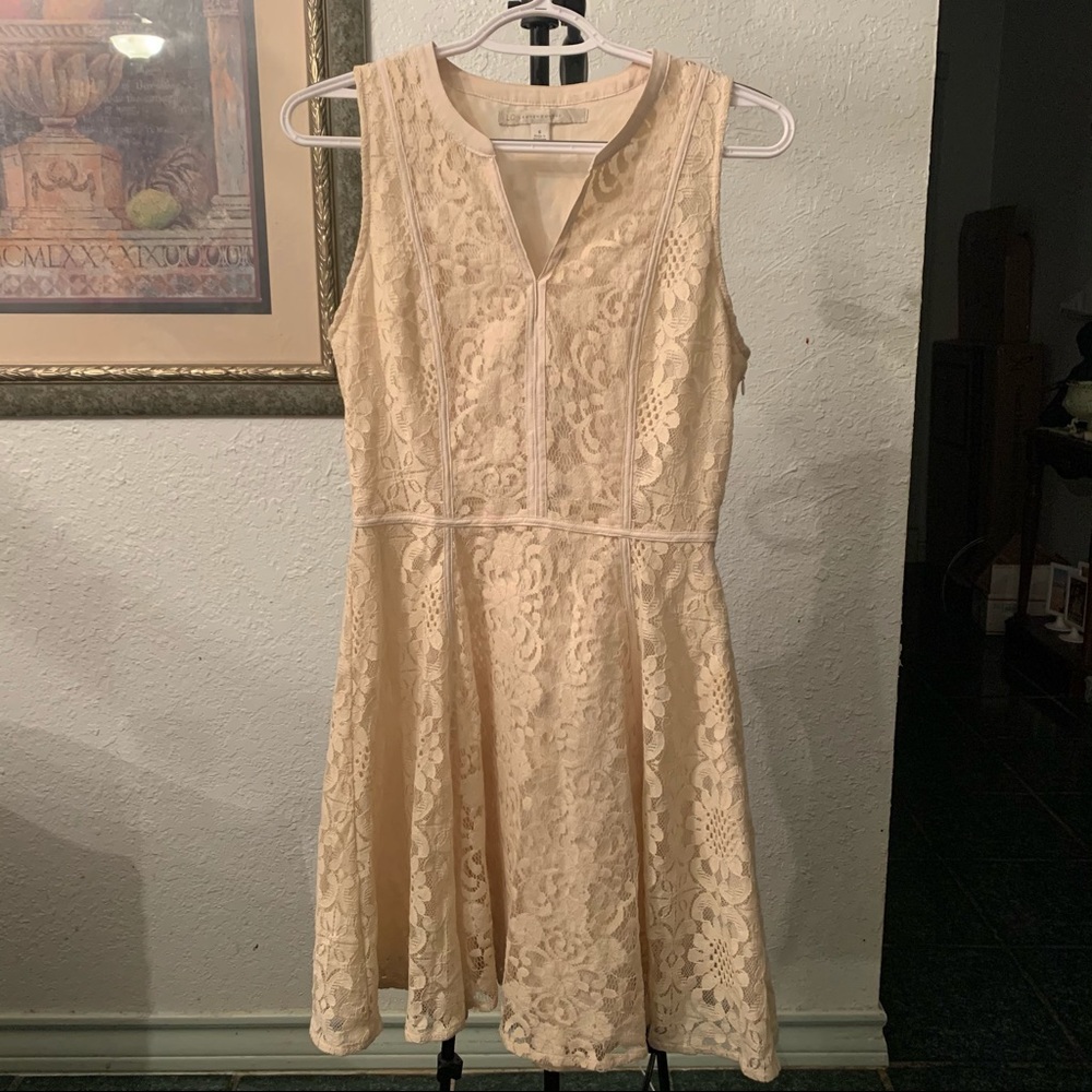 Lauren Conrad creme lace dress